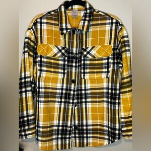 Plaid Button-Down Shirt for women in Yellow and Black